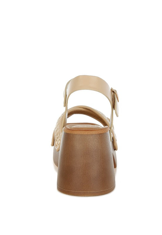 Qasa Studded Raffia Clog Sandals