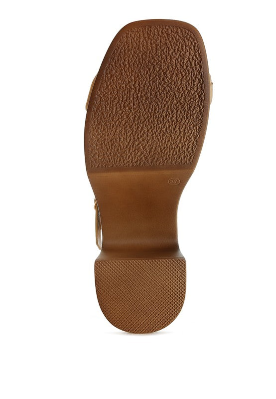 Qasa Studded Raffia Clog Sandals
