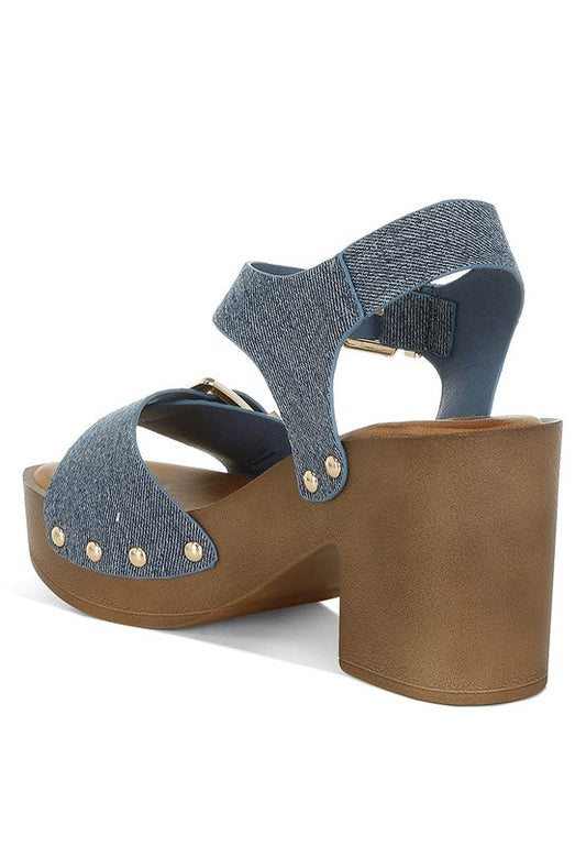 Vipasa Studded Denim Clog Sandals