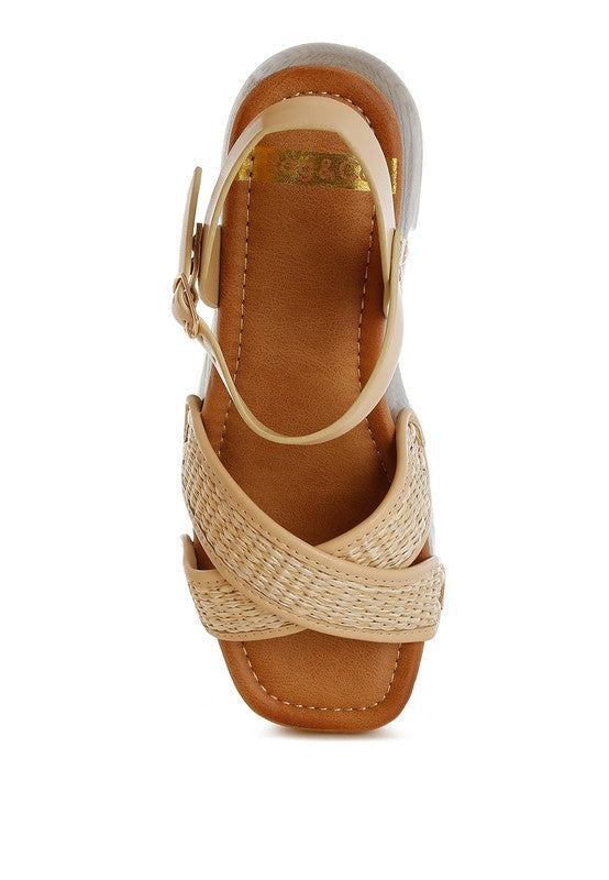 Qasa Studded Raffia Clog Sandals